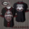 Georgia Bulldogs National Champions Logo Full Red Design Baseball Jersey