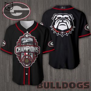 Georgia Bulldogs National Champions Logo Design Baseball Jersey