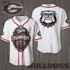 Georgia Bulldogs National Champions Logo Full Red Design Baseball Jersey
