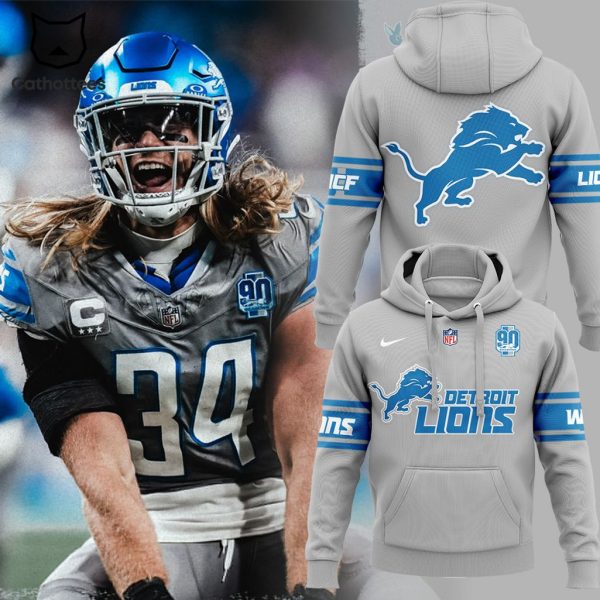 Jahmyr Gibbs’s Mascot Detroit Lions Gray Nike Logo Design 3D Hoodie