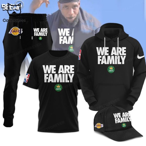 Lebron James We Are Family Logo Black Design Hoodie Longpant Cap Set