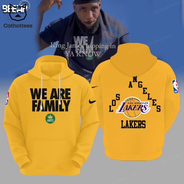 Lebron James We Are Family Logo Yellow Design Hoodie Longpant Cap Set