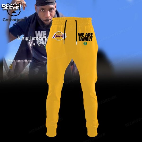 Lebron James We Are Family Logo Yellow Design Hoodie Longpant Cap Set