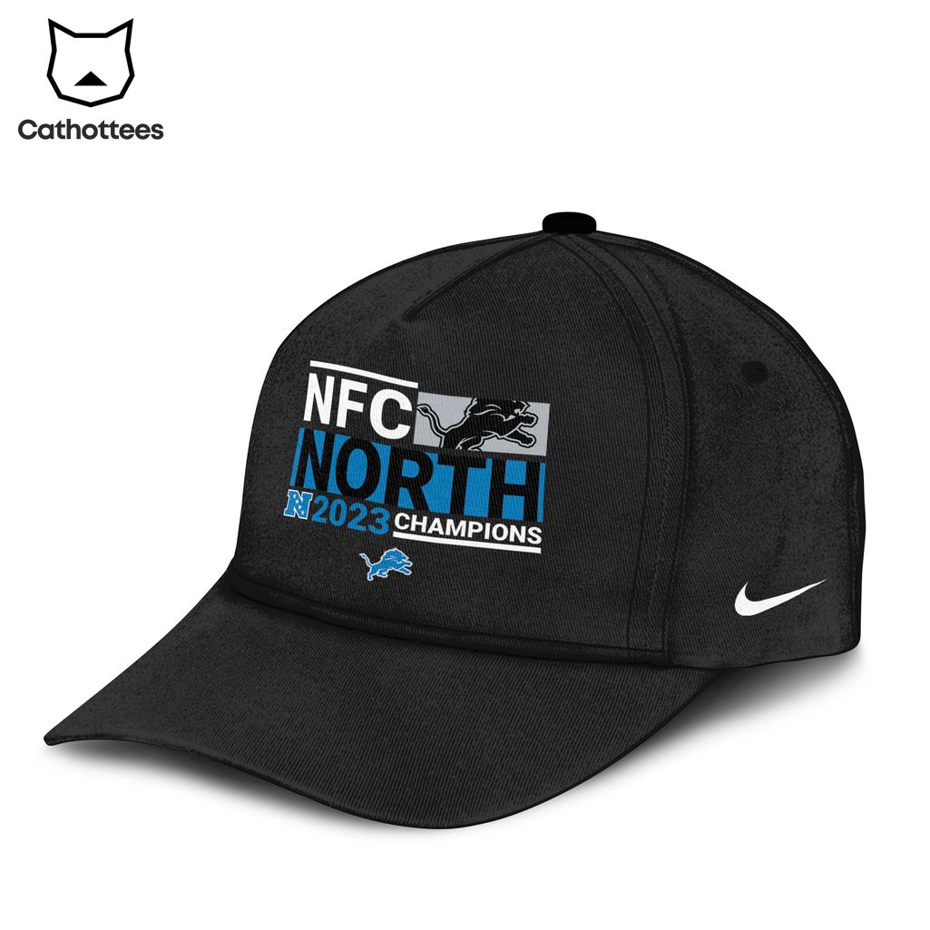 Limited Edition NFC North Champions 2023 - Detroit Lions Black Nike Logo Design 3D Hoodie Longpant Cap Set
