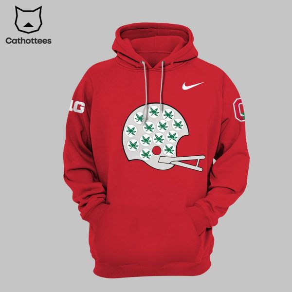 Limited Edition Ohio State Throwback Helmet Red Nike Logo Design 3D Hoodie