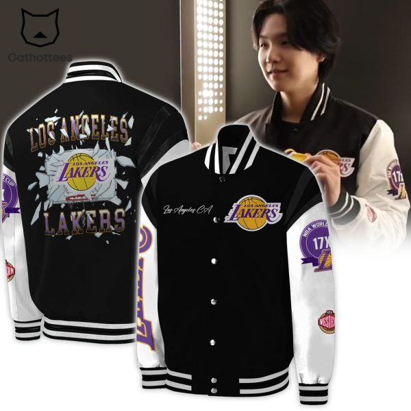 Los Angeles Lakers 2023 Logo Black Design Baseball Jacket