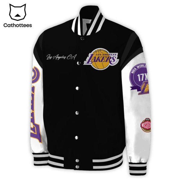 Los Angeles Lakers 2023 Logo Black Design Baseball Jacket