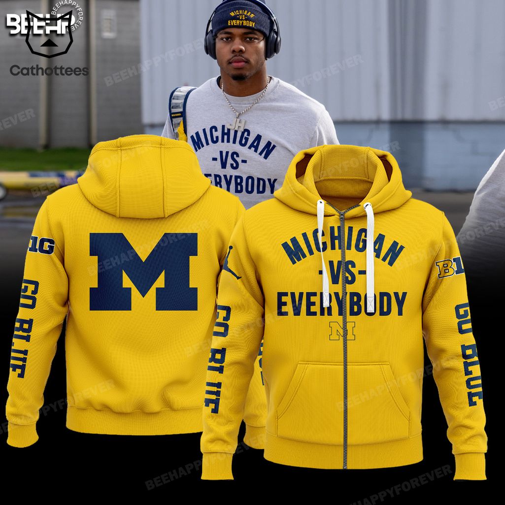 Michigan Vs Everybody Logo Design Yellow  3D Hoodie