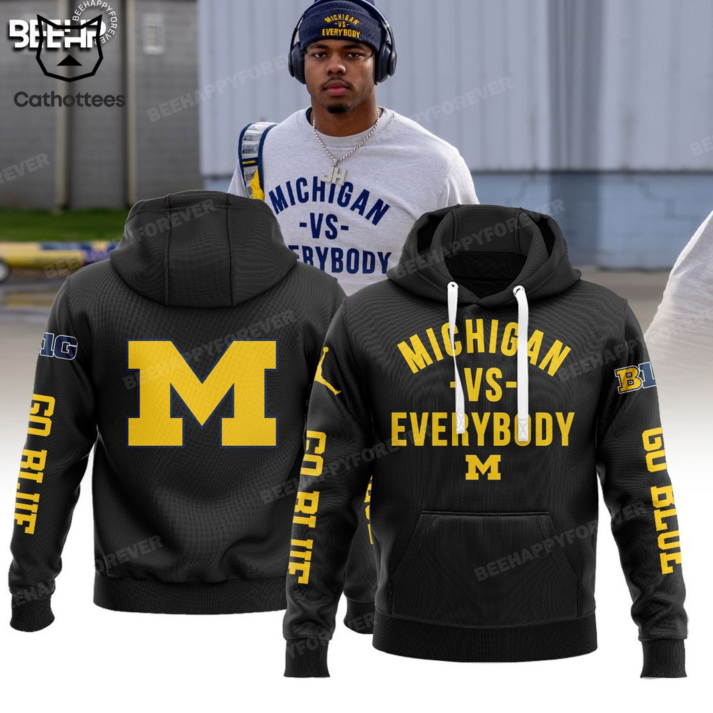 Michigan Vs Everybody Logo Black Design 3D Hoodie