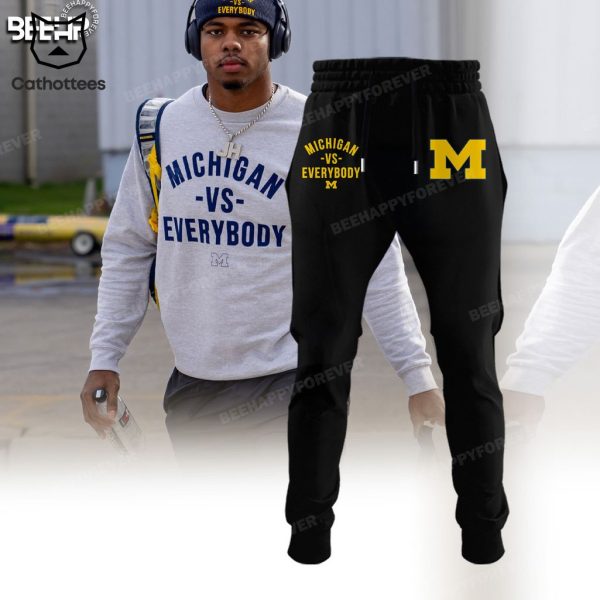 Michigan Vs Everybody Mascot Black Design Hoodie Longpant Cap Set