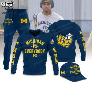 Michigan Vs Everybody Mascot Blue Design Hoodie Longpant Cap Set