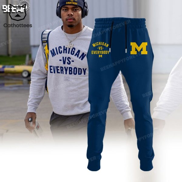 Michigan Vs Everybody Mascot Blue Design Hoodie Longpant Cap Set