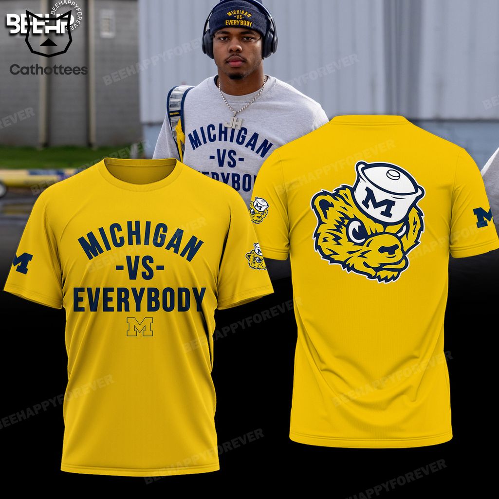 Michigan VS Everybody Mascot Go Black Design Yellow 3D Hoodie