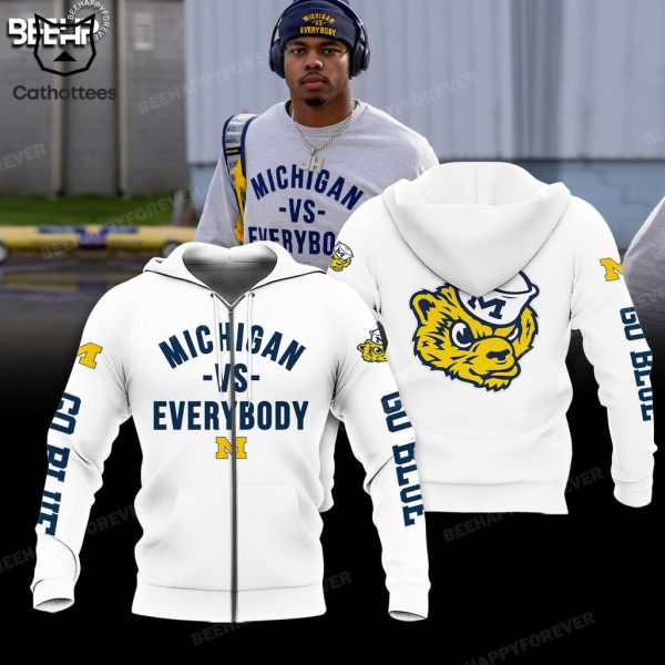 Michigan VS Everybody Mascot Go Black Design White 3D Hoodie