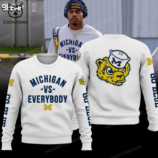 Michigan VS Everybody Mascot Go White Design 3D Hoodie