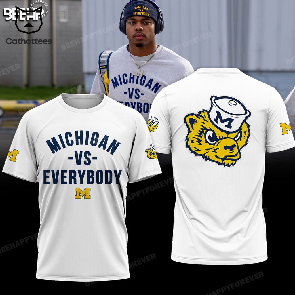 Michigan VS Everybody Mascot Go White Design 3D Hoodie