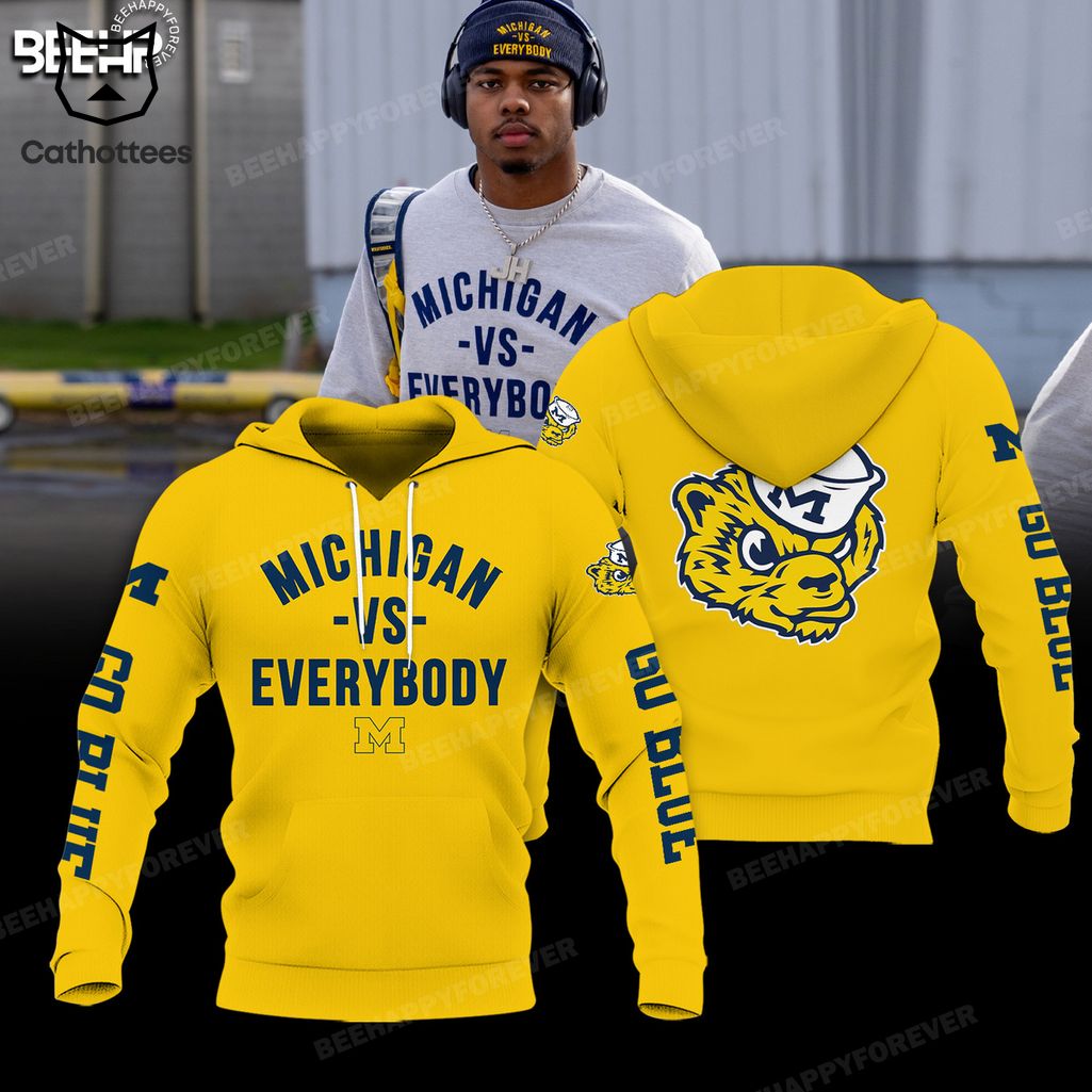 Michigan VS Everybody Mascot Go Yellow Design 3D Hoodie