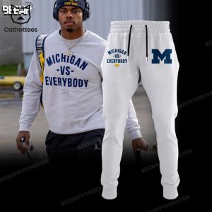 Michigan Vs Everybody Mascot White Design Hoodie Longpant Cap Set