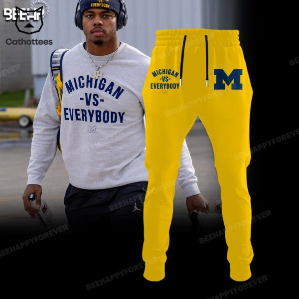 Michigan Vs Everybody Mascot Yellow Design Hoodie Longpant Cap Set