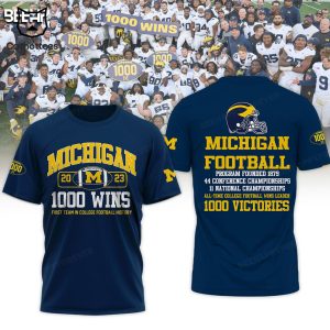 Michigan Wolverines Champion 2023 1000 Wins Blue Logo Design 3D Hoodie