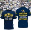 Michigan Wolverines Champion Football 2023 1000 Wins Yellow Logo Design 3D T-Shirt