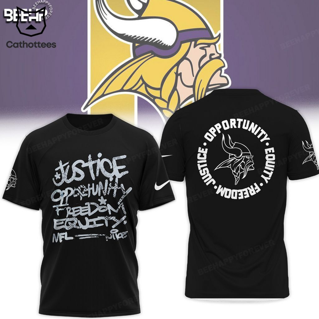 Minnesota Vikings Justice Opportunity Equity Nike Logo Design 3D Hoodie