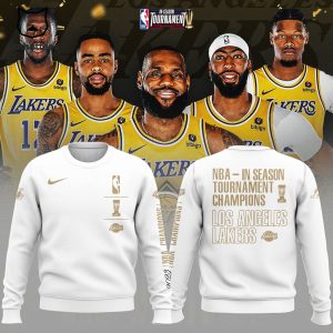 NBA Lakers In Season Tournament Champions Los Angeles Lakers Nike Logo White Design 3D Sweater