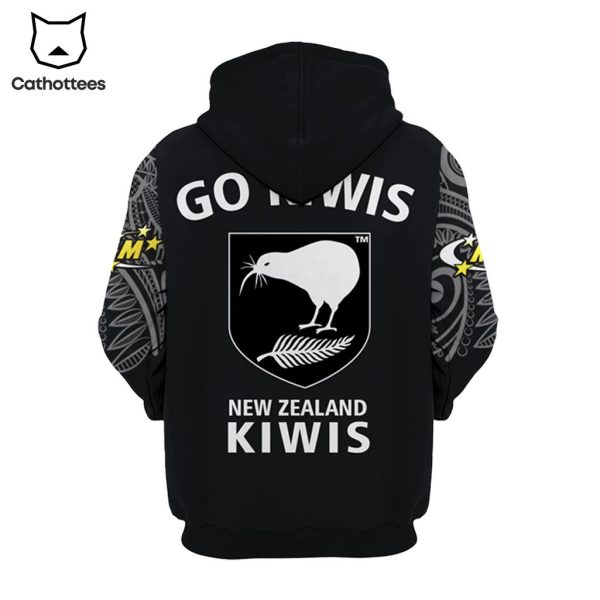 New Zealand National Rugby League Team BLK Logo Black Design 3D Hoodie Longpant Cap Set