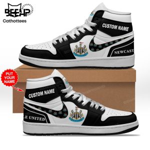 Newcastle United Black White Nike Logo Design Air Jordan 1 High Top