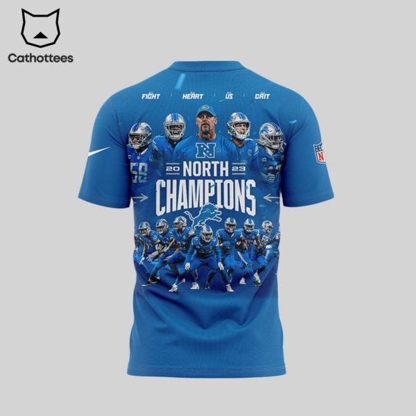 NFC North Champions Detroit Lions Blue Design 3D T-Shirt