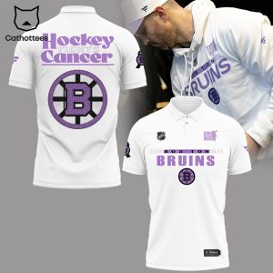 NHL Boston Bruins Hockey Fights Cancer White Design 3D Polo Shirt