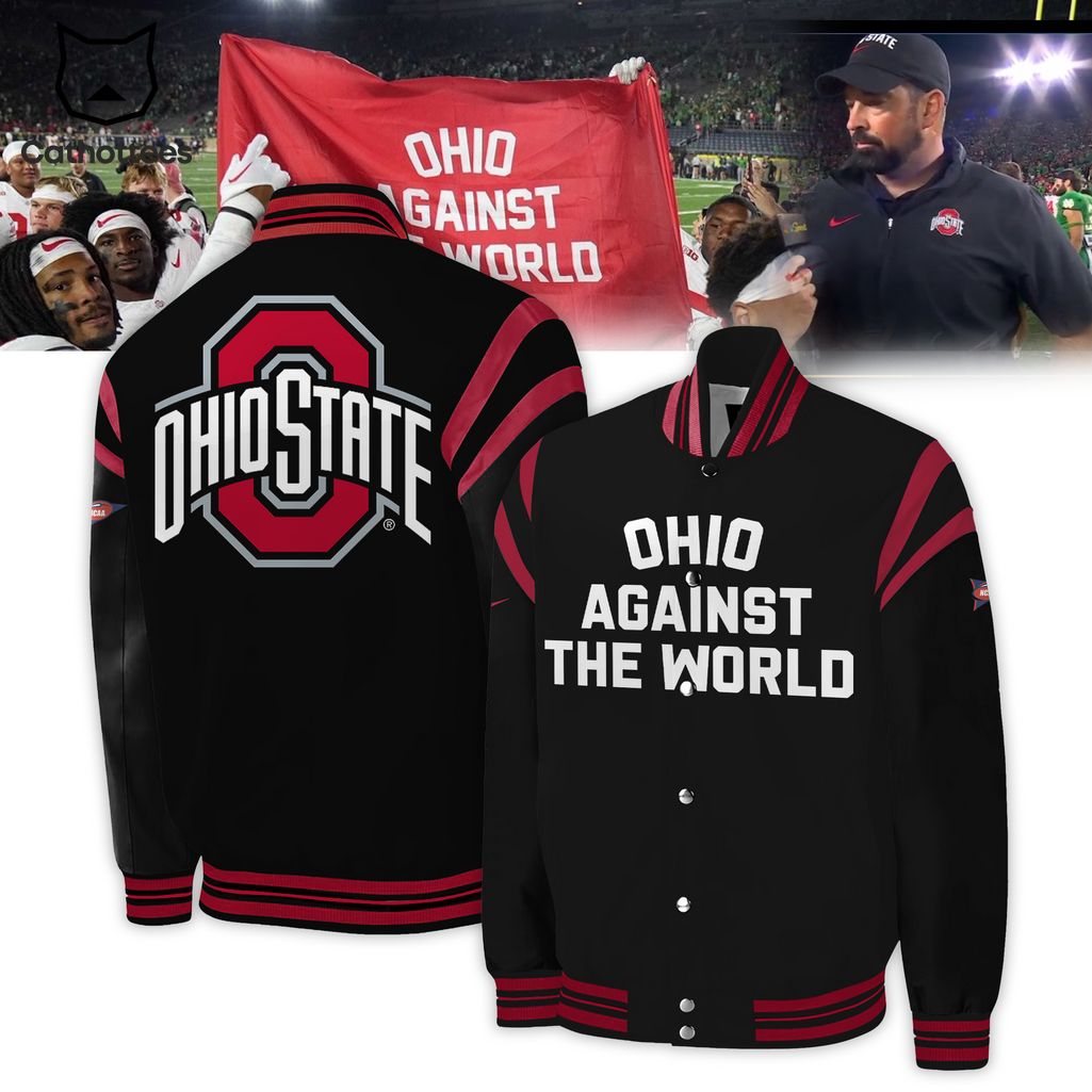 Nike Logo Ohio Against The World Black Design Baseball Jacket