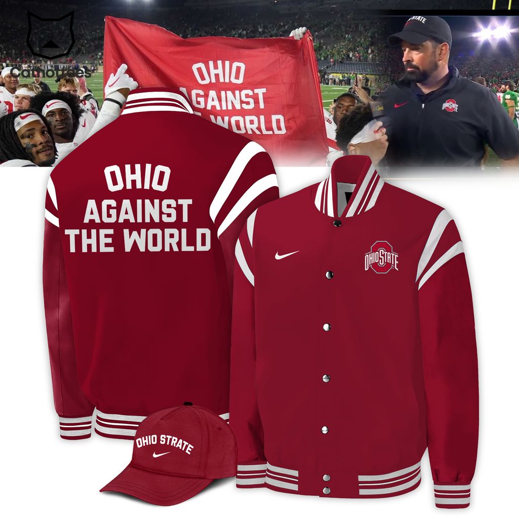 Ohio Against The World Nike Logo Red Design Baseball Jacket