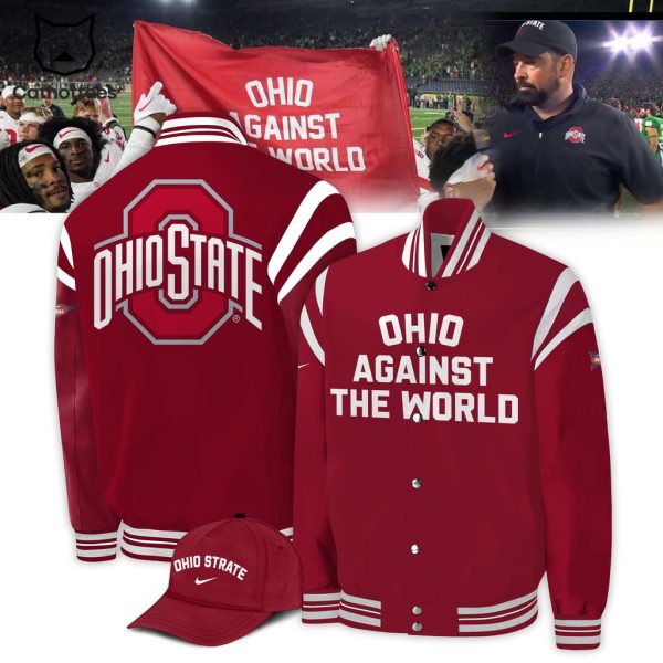 Ohio Against The World Red Nike Logo Design Baseball Jacket