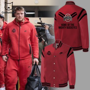 Ohio State Buckeyes Football Coach Ryan Day NCAA Nike Logo Red Design Baseball Jacket