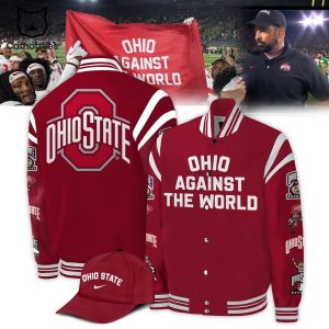 Ohio State Football Veterans Day Ohio Against The World Nike Logo Red Design Baseball Jacket