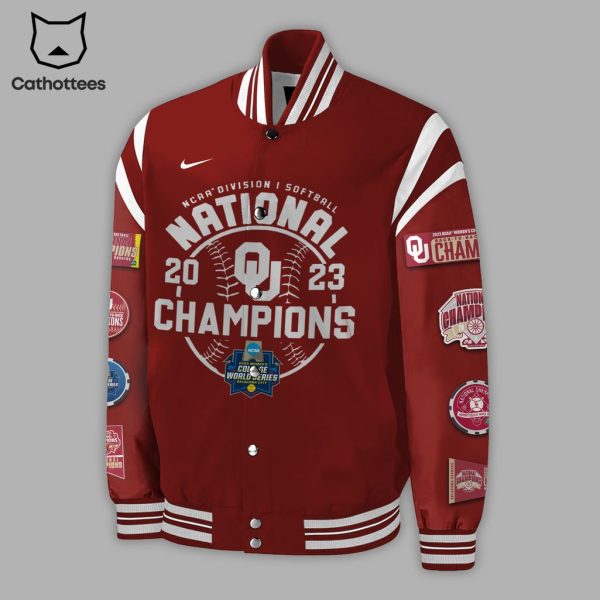 Oklahoma Sooners 2023 NCAA Softball Women’s College World Series Champions Red Design Baseball Jacket