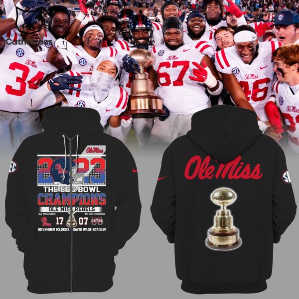 Ole Miss 2023 Rebels Egg Bowl 2023 Champions Black Nike Logo Design 3D Hoodie