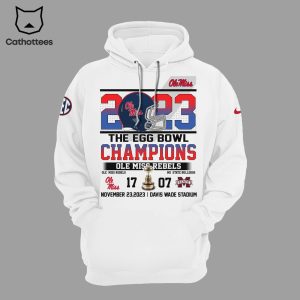 Ole Miss 2023 The Egg Bowl Champions Ole Miss Rebels November 2023 White Nike Logo Design 3D Hoodie