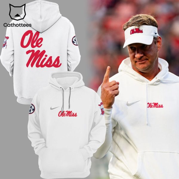 Ole Miss Rebels Football Champions NCAA White Nike Logo Design 3D Hoodie