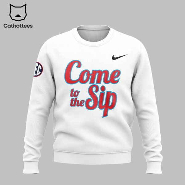 Ole Miss Rebels Football Come to the Sip Nike White Design 3D Sweater