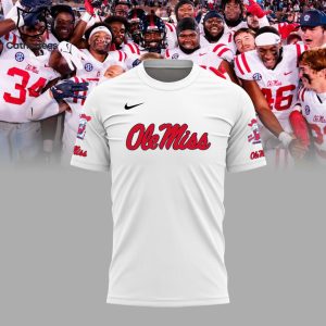 Ole Miss Shirt Rebels Football Champions NCAA White Nike Logo Design 3D T-Shirt