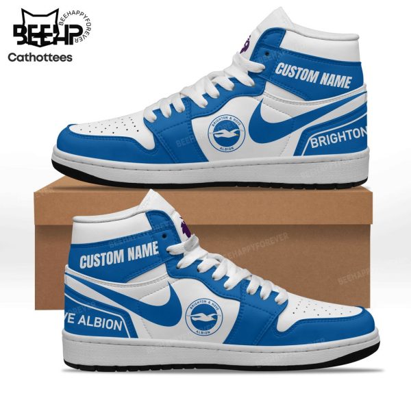 Personalized Brighton Camp Hove Albion Blue White Nike Logo Design Air Jordan 1 High Top