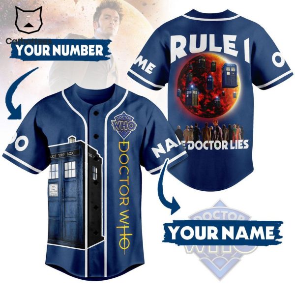 Personalized Doctor Who Blue Design Baseball Jersey