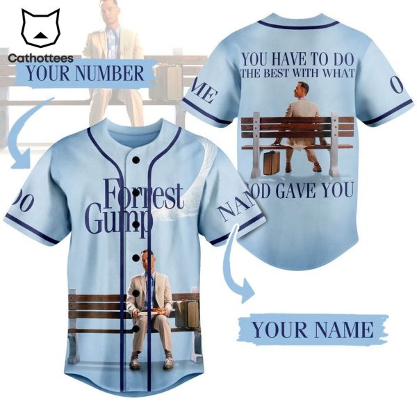 Personalized Forrest Gump Blue Design Baseball Jersey