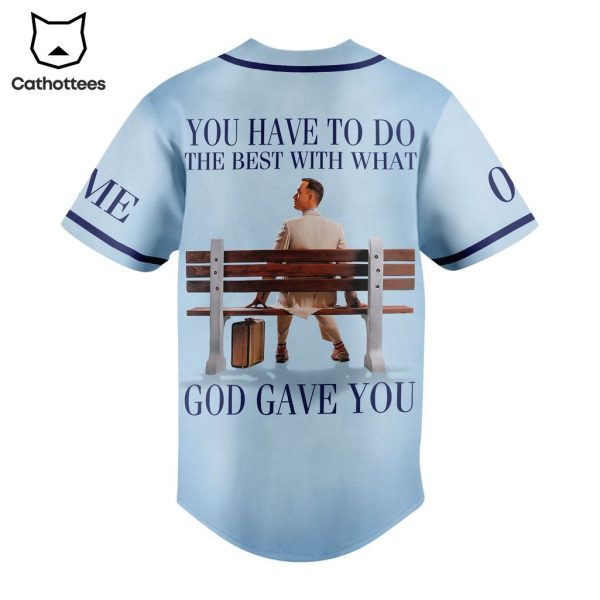 Personalized Forrest Gump Blue Design Baseball Jersey