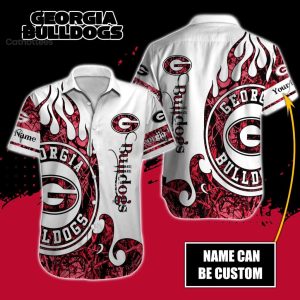 Personalized Georgia Bulldogs Logo White Red Mix Design Hawaiian Shirt
