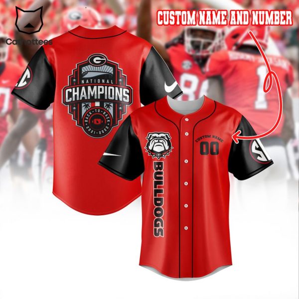 Personalized Georgia Bulldogs Mascot Red Design Baseball Jersey