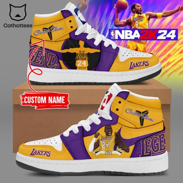 Personalized Kobe Bryant Los Angeles Lakers NBA Nike Logo Design Air Jordan 1 High Top