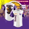 Personalized LeBron James Lakers White Yellow Design Baseball Jersey